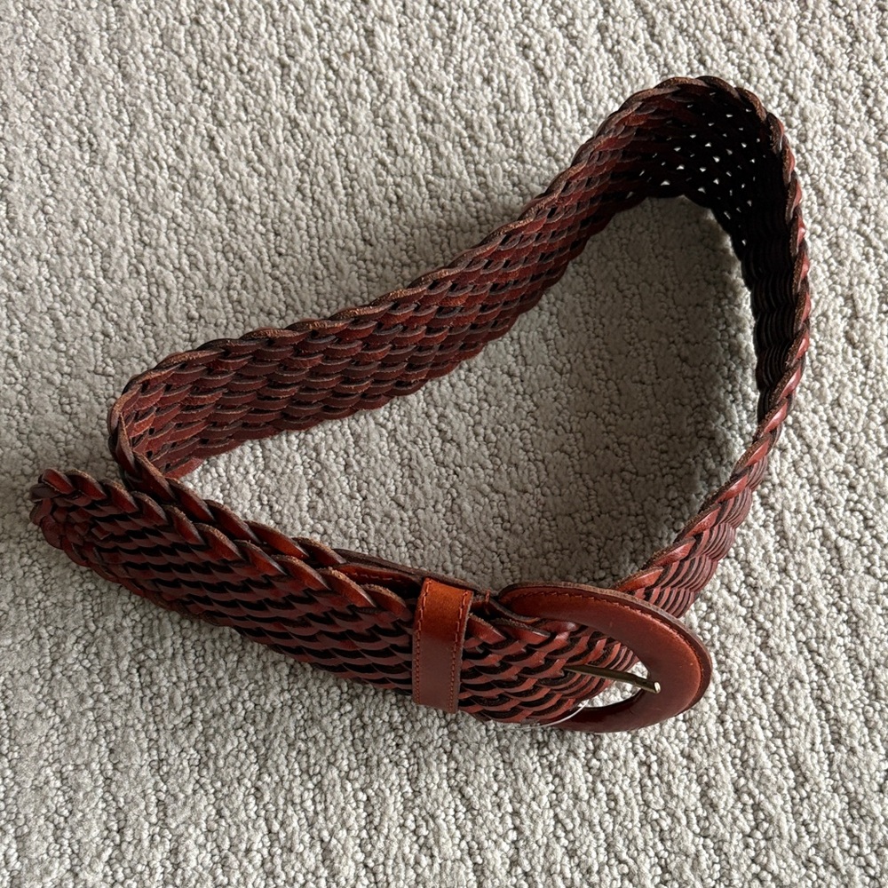 Nordstrom Women's Braided Leather Belt - Rich Brown